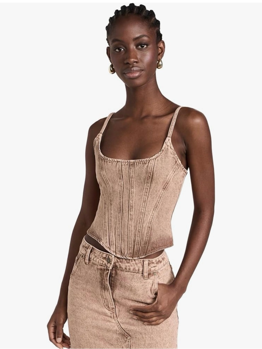 Lioness Capri Denim Taupe Corset Crop Top - Picture 5 of 8